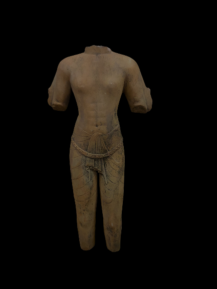 Sandstone torso of a male Divinity. Possibly is a Vishnu-6979
